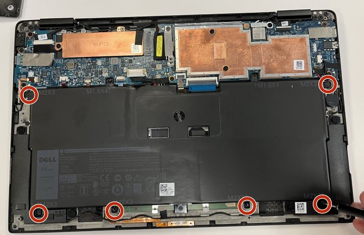 Internal Photo of Dell XPS 13 9365 2-in-1, P71G, P71G001, black backlit US keyboard original (XPS 13 9365 2-in-1)